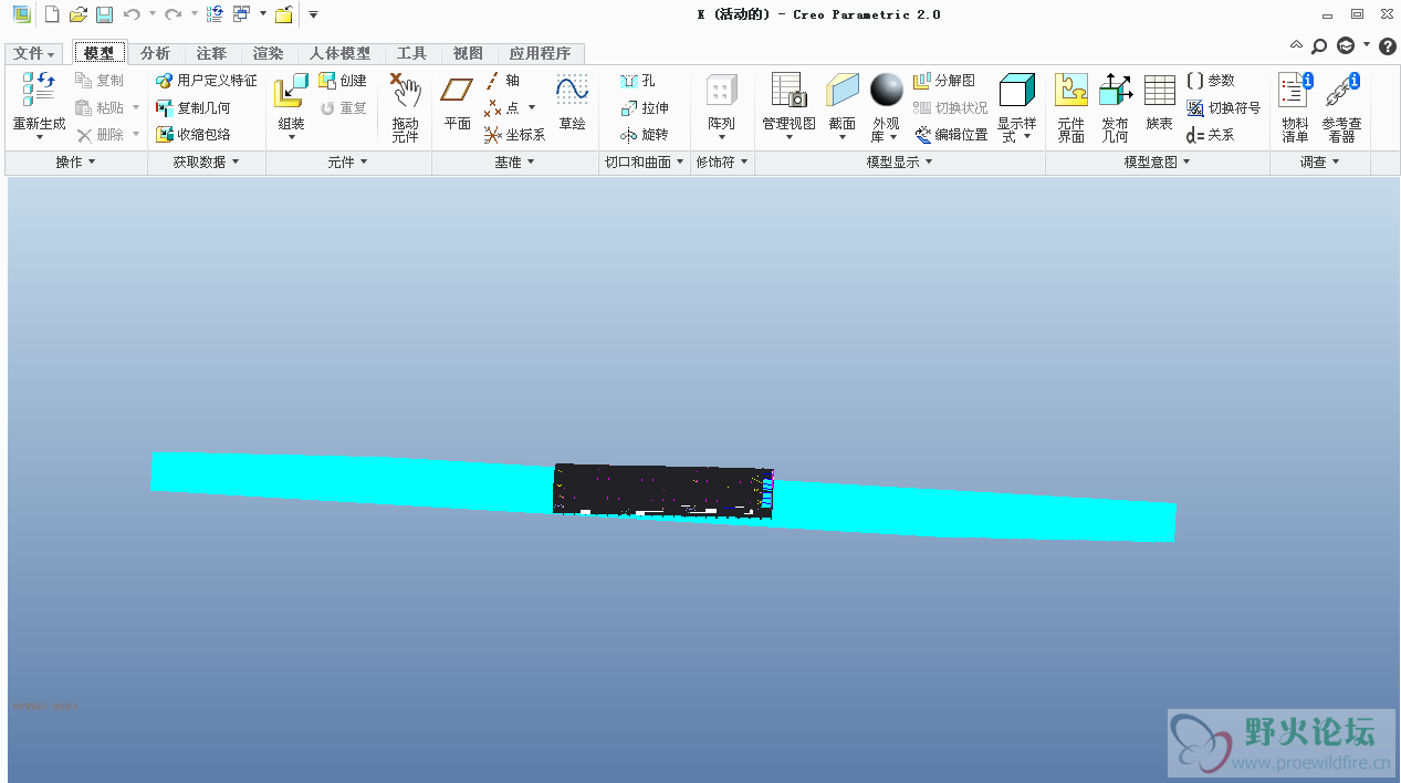 CREO打开后在钢结构下面有一片