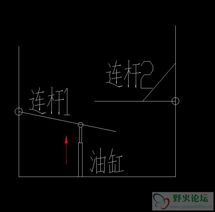 油缸上顶，连杆1上升，顶起连杆2，然后滑过去，升到一定角度，在断开。图纸比较草，忘见谅