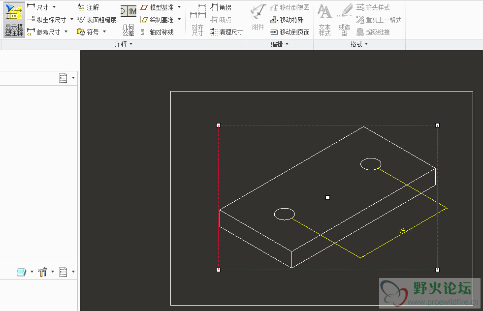 在工程图中显示3D注释，点击(显示模型注释)就好了