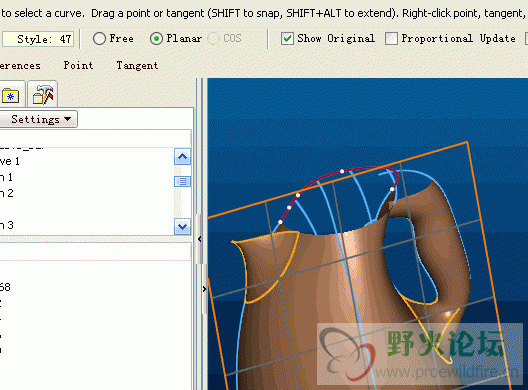 按照图片的方法把那条自由曲线先转换成平面曲线