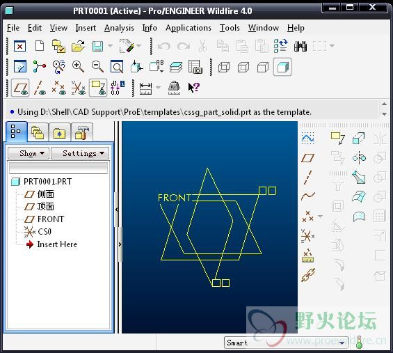 proe显示中文字体异常,在绘图区显示的中文字符都是方框