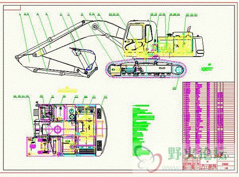 液压挖掘机主机厂整机CAD图纸.gif