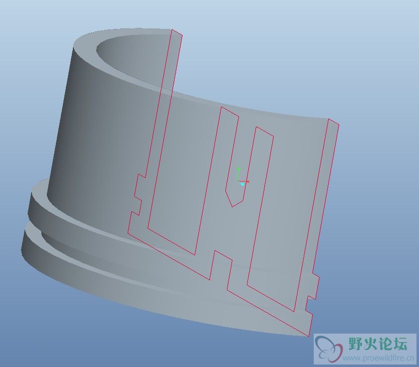 反面，剖面实线